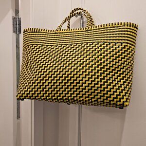 TRUSS Large Woven Tote Bag – Yellow & Black | Handcrafted in Mexico